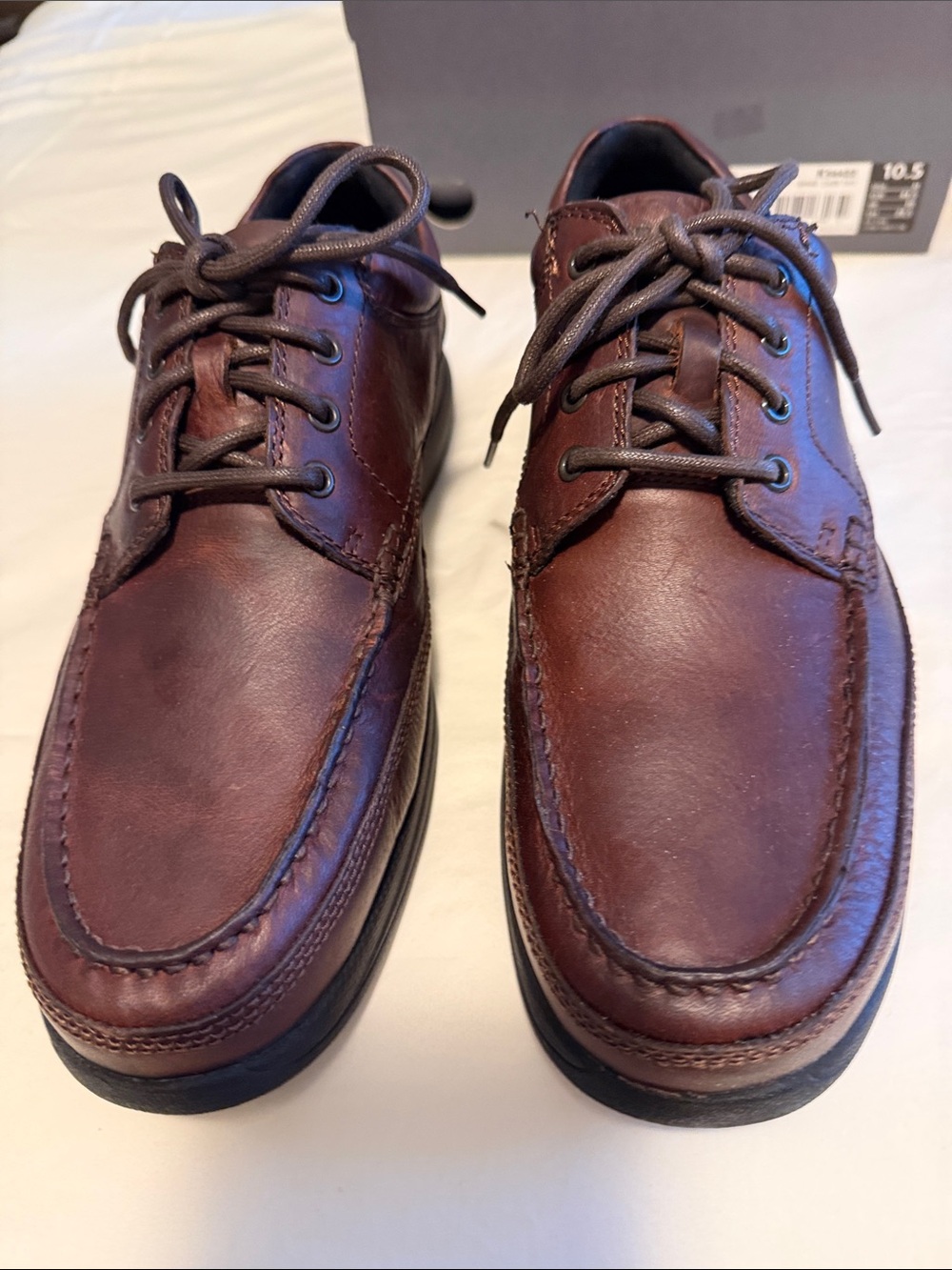 Rockport Men's Dark Tan Leather Lace-Up Loafers